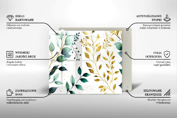 Zaščitna plošča za štedilnik Zeleni in zlati listi