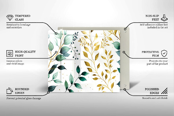 Zaščitna plošča za štedilnik Zeleni in zlati listi