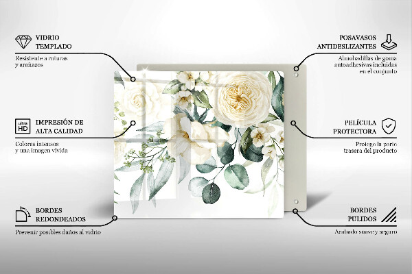 Zaščitna plošča za štedilnik Akvarelne rože