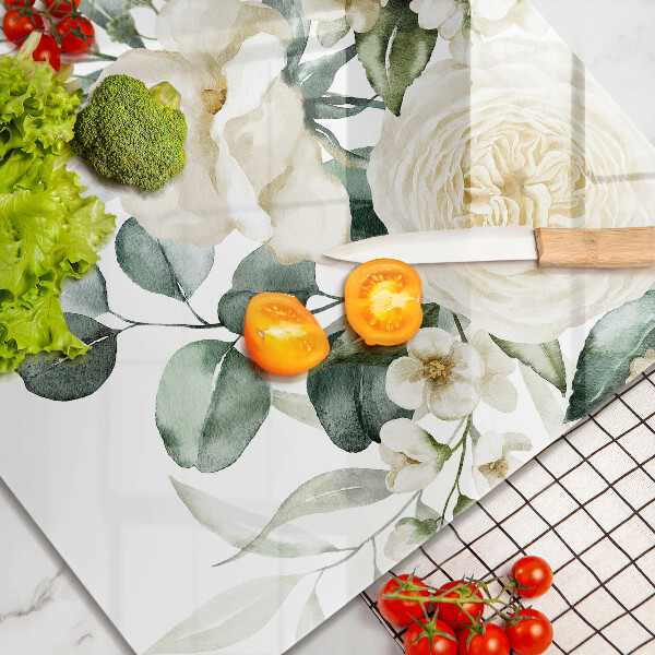 Zaščitna plošča za štedilnik Akvarelne rože