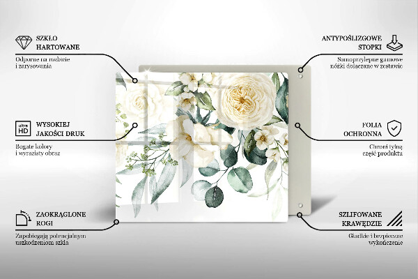 Zaščitna plošča za štedilnik Akvarelne rože