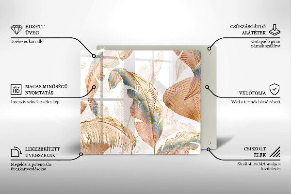 Zaščitna plošča za štedilnik Boho perje in listi