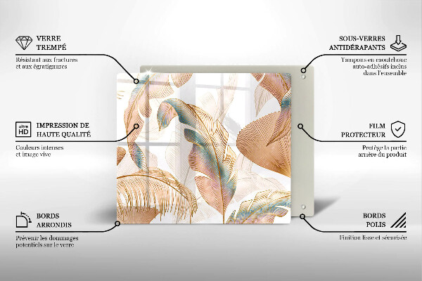 Zaščitna plošča za štedilnik Boho perje in listi