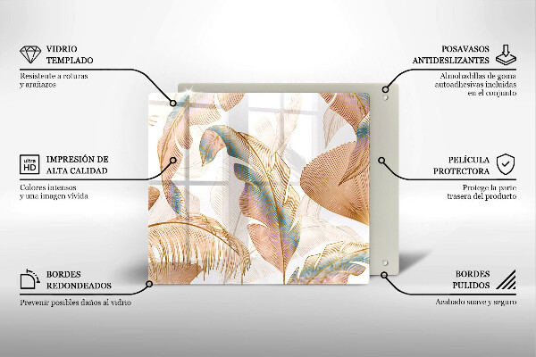 Zaščitna plošča za štedilnik Boho perje in listi