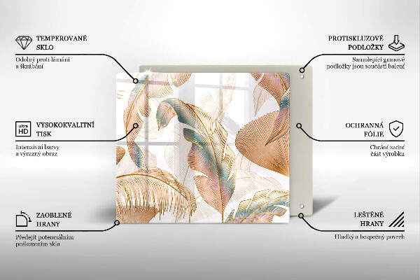 Zaščitna plošča za štedilnik Boho perje in listi