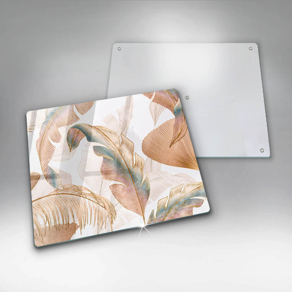 Zaščitna plošča za štedilnik Boho perje in listi