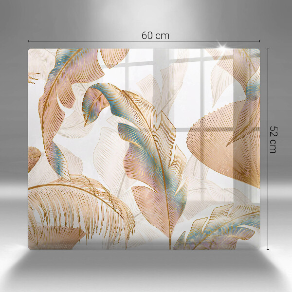 Zaščitna plošča za štedilnik Boho perje in listi