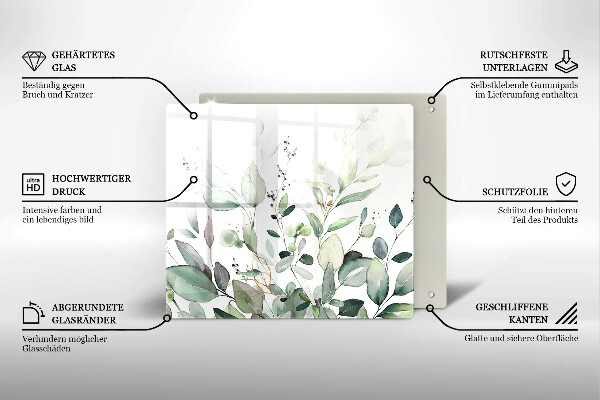 Zaščitna plošča za štedilnik Akvarelne rastline