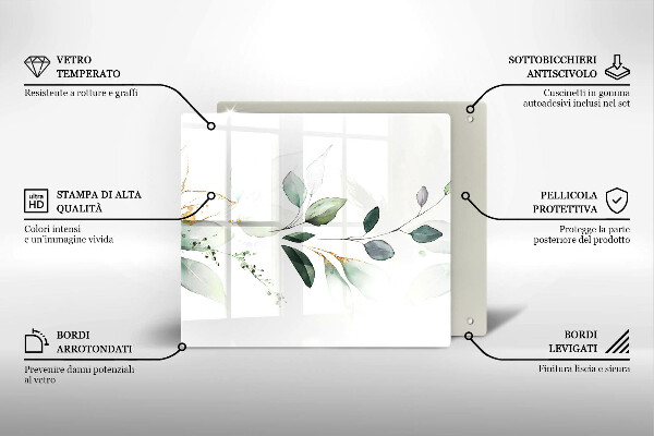 Zaščitna plošča za štedilnik Akvarelni listi