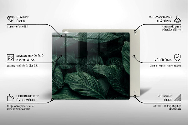 Stenska zaščitna plošča za štedilnik Temni listi