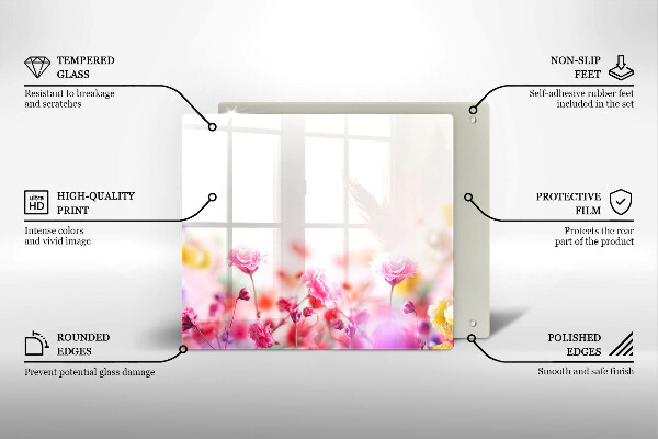 Stenska zaščitna plošča za štedilnik Cvetlični travnik