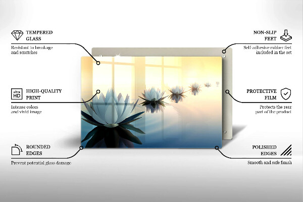 Zaščitna plošča za štedilnik Cvetovi lilije na vodi