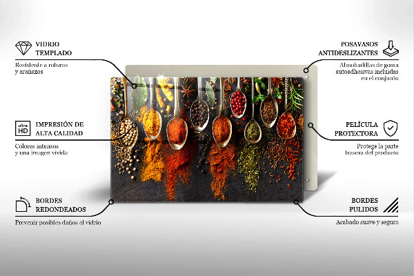 Zaščitna steklena plošča za štedilnik Žlice z začimbami