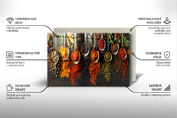 Zaščitna steklena plošča za štedilnik Žlice z začimbami