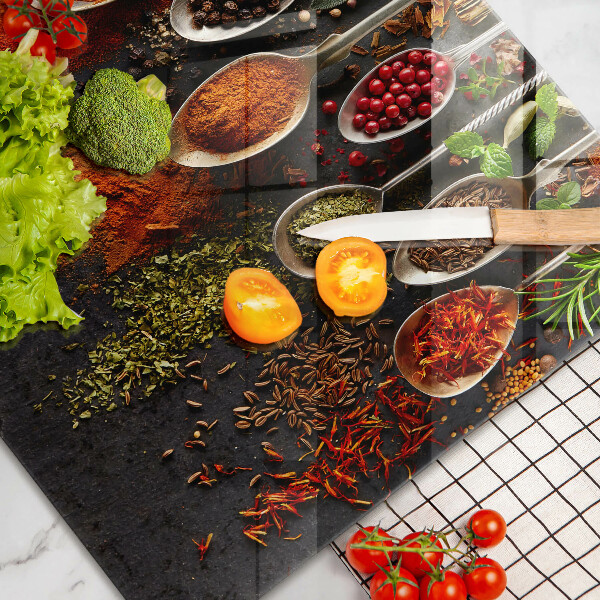 Zaščitna steklena plošča za štedilnik Žlice z začimbami