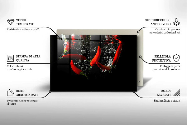 Zaščitna plošča za štedilnik Čili paprike v vodi
