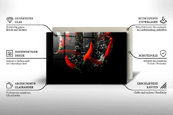 Zaščitna plošča za štedilnik Čili paprike v vodi