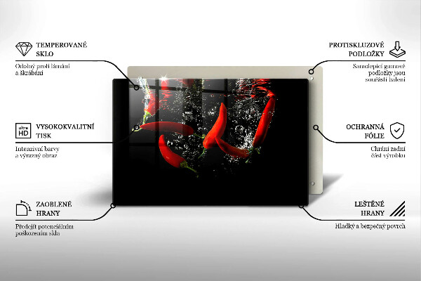 Zaščitna plošča za štedilnik Čili paprike v vodi