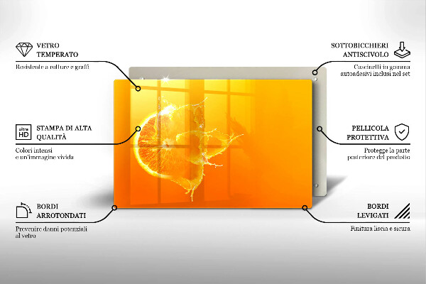 Zaščitna steklena plošča za štedilnik Sočno oranžno sadje
