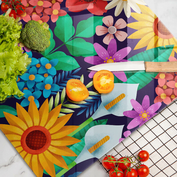 Zaščitna plošča za štedilnik Ilustracija travniškega cvetja