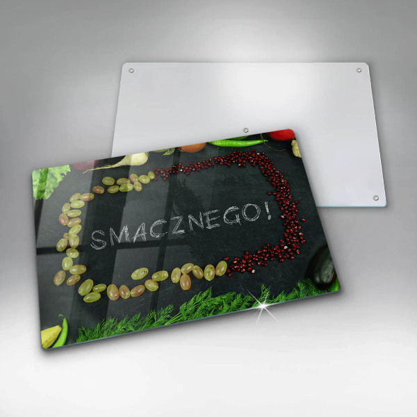Zaščitna steklena plošča za štedilnik Napis Smacznego!