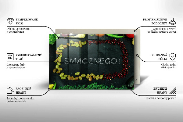 Zaščitna steklena plošča za štedilnik Napis Smacznego!