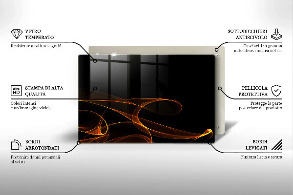 Zaščitna steklena plošča za štedilnik Abstraktne črte