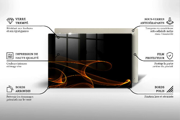 Zaščitna steklena plošča za štedilnik Abstraktne črte