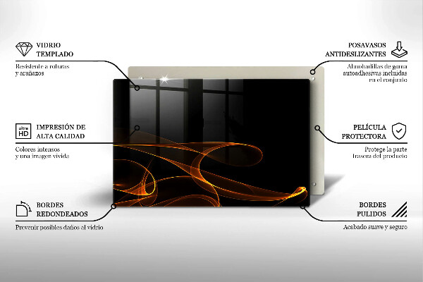 Zaščitna steklena plošča za štedilnik Abstraktne črte