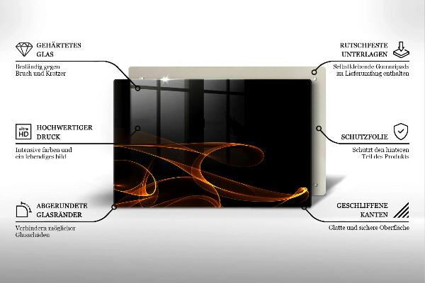 Zaščitna steklena plošča za štedilnik Abstraktne črte