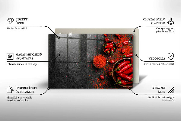 Zaščitna steklena plošča za štedilnik Rdeča čili paprika