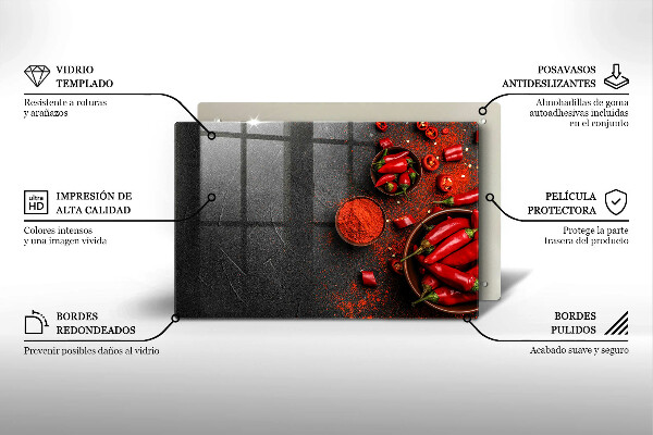 Zaščitna steklena plošča za štedilnik Rdeča čili paprika