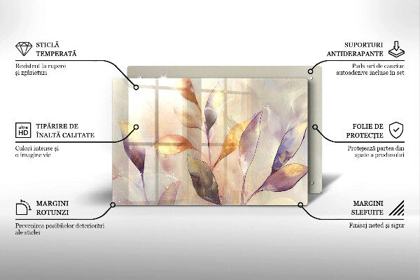 Zaščitna plošča za štedilnik Poslikani boho listi