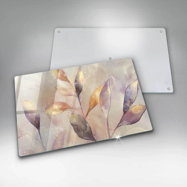 Zaščitna plošča za štedilnik Poslikani boho listi