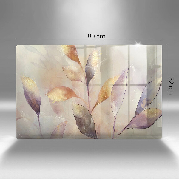 Zaščitna plošča za štedilnik Poslikani boho listi