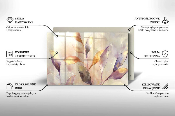 Zaščitna plošča za štedilnik Poslikani boho listi