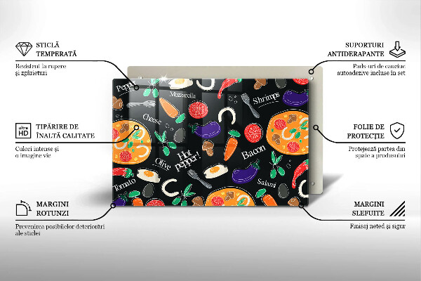 Zaščitna plošča za štedilnik Ilustracija hrane