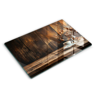 Zaščitna plošča za štedilnik Skodelica za kavo in les