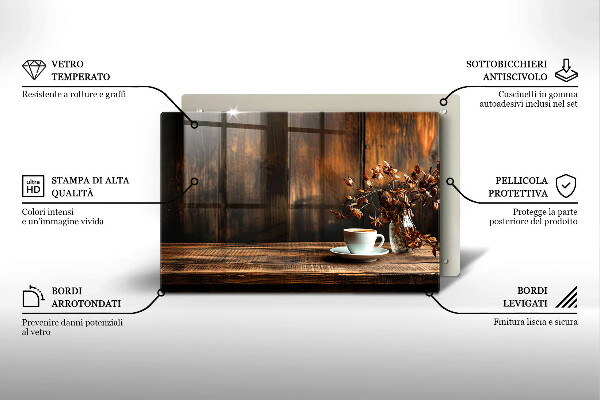 Zaščitna plošča za štedilnik Skodelica za kavo in les