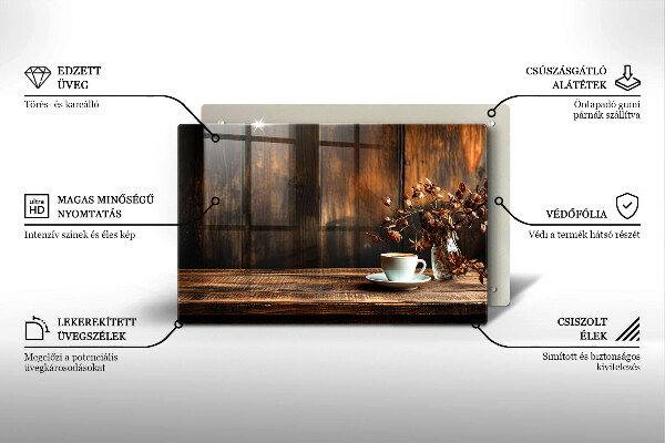 Zaščitna plošča za štedilnik Skodelica za kavo in les