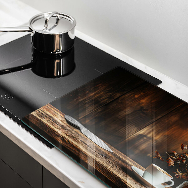 Zaščitna plošča za štedilnik Skodelica za kavo in les