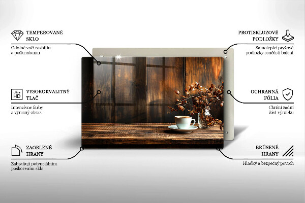 Zaščitna plošča za štedilnik Skodelica za kavo in les