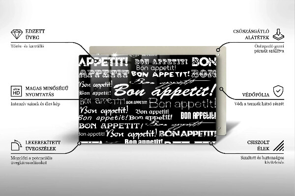 Zaščitna plošča za štedilnik Kuhinjski podnapisi Bon appetit