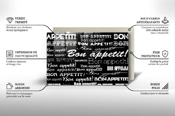 Zaščitna plošča za štedilnik Kuhinjski podnapisi Bon appetit