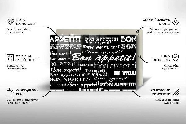 Zaščitna plošča za štedilnik Kuhinjski podnapisi Bon appetit