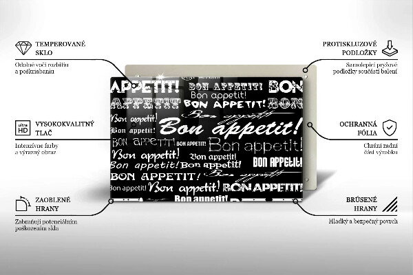Zaščitna plošča za štedilnik Kuhinjski podnapisi Bon appetit