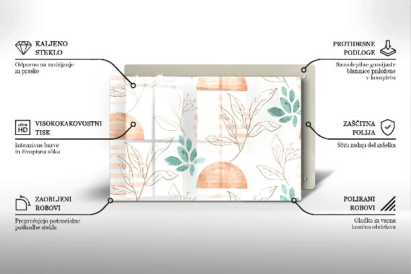 Zaščitna plošča za štedilnik Boho vzorec listov