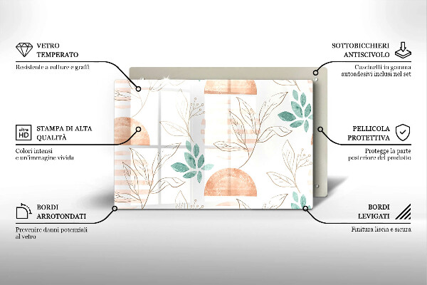 Zaščitna plošča za štedilnik Boho vzorec listov