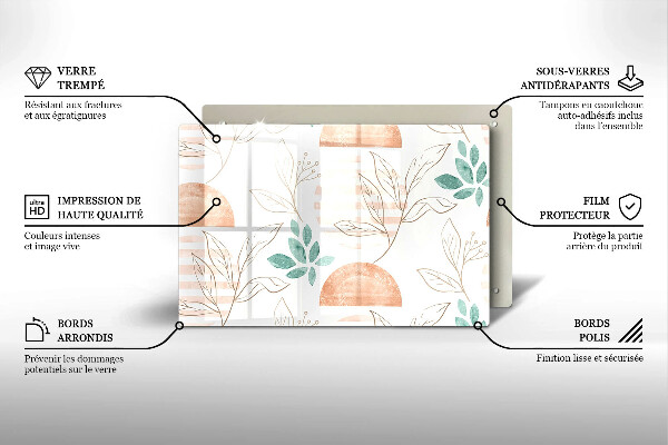 Zaščitna plošča za štedilnik Boho vzorec listov