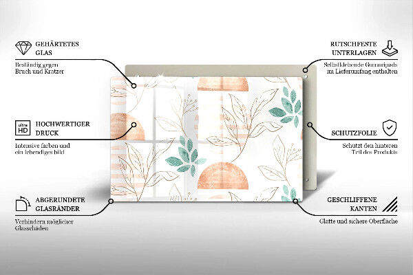 Zaščitna plošča za štedilnik Boho vzorec listov